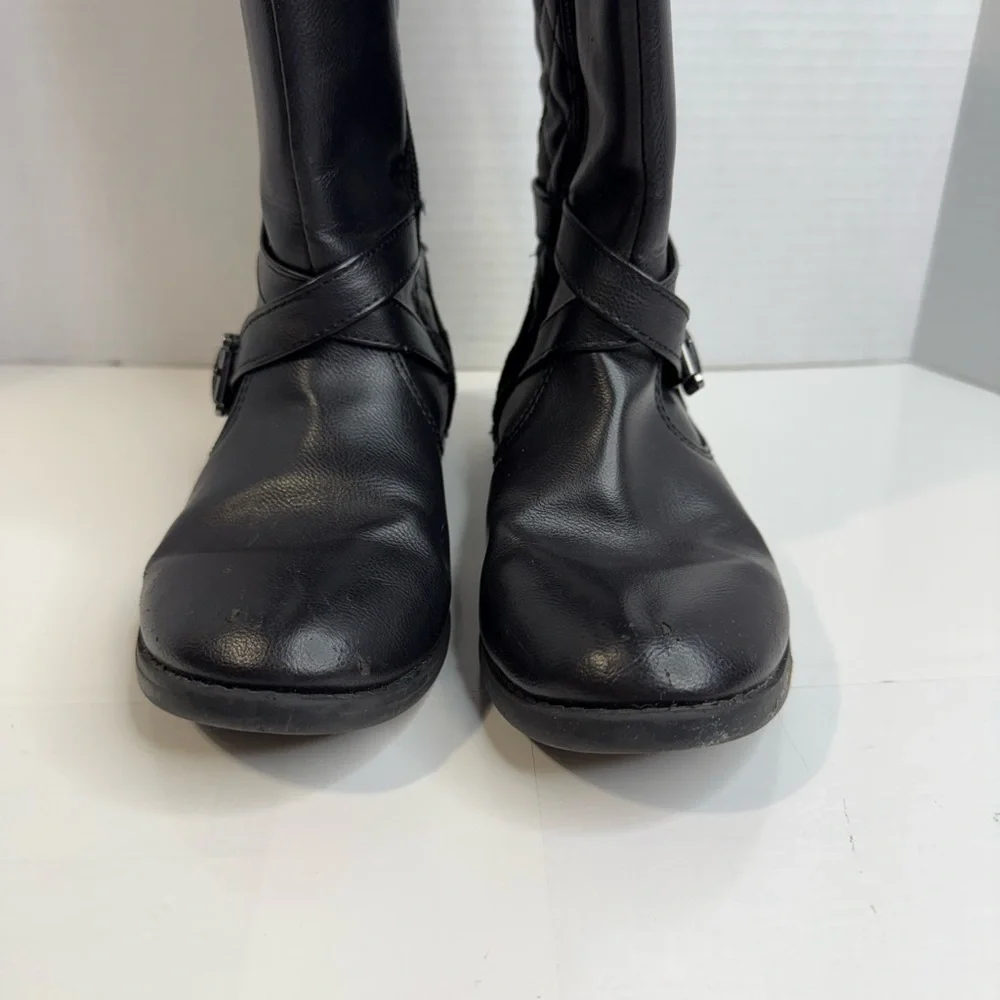 Girls Black Quilted Knee-High Boots size 1